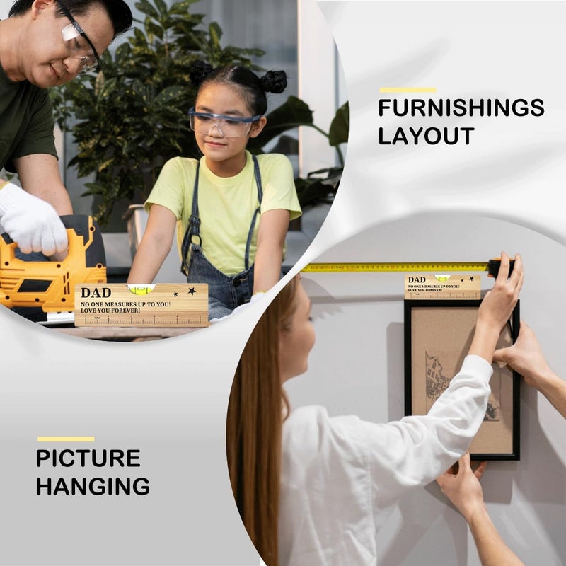 AACQQ Fathers Day Birthday Gifts for Dad from Daughter Son Wife Wooden Spirit Level Valentines Christmas Thank You Gifts Ideas for Daddy New Dad Grandpa Papa - Image 4
